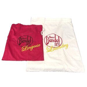 Vintage Henri Bendel 1895 Embroidered Laundry Lingerie Travel Drawstring Bags